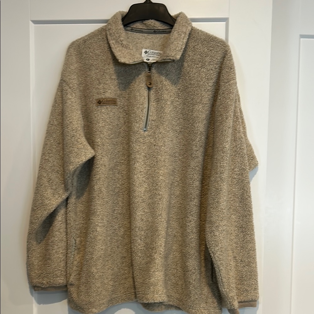 Columbia tan quarter zip sherpa sweater top size XL